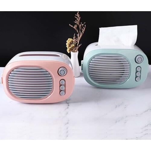 Cute Mini Radio Shape Tissue Holder Storage Case Container Home Office Kitchen Car Restaurant Desktop Decoration Durable