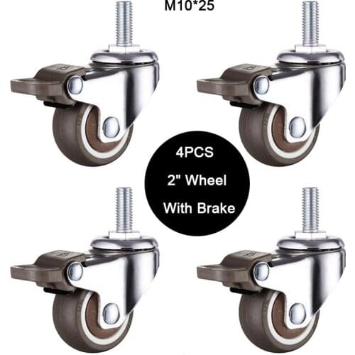 Brand New 4PCS 2Inches Heavy Swivel Wheel Castors Rubber Mute Furniture Casters w Brake Max Load 90KG
