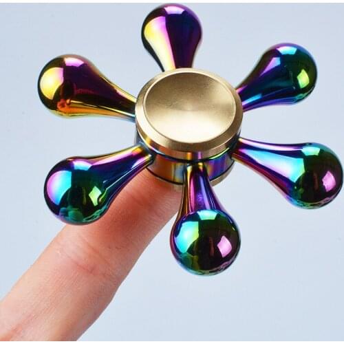 Fidget Hand Spinner Water-drop Pure Copper Six Arms Fingertip Gyro Removable Finger Spinner Relieve Autism Stress Finger Gyro