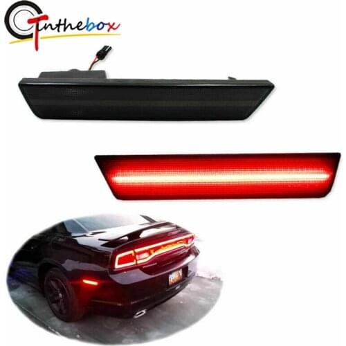 GTinthebox Smoked Lens LED Rear Side Marker Lamps Red LED Lights for 2008-2014 Dodge Challenger, 2011-2014 Dodge Charger