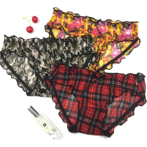 6pcs/pack Underpants Ventilation Gauze Flower Lace Hips Women Panties Lace Briefs Seamless Lingerie Transparent Ice Silk Thong