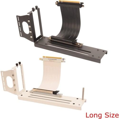 White Black Long Size Graphics Card Holder GPU Bracket with Magnetic Pad PCI-E GEN3 PCIe 3.0 16X Extender Riser Extension Cable