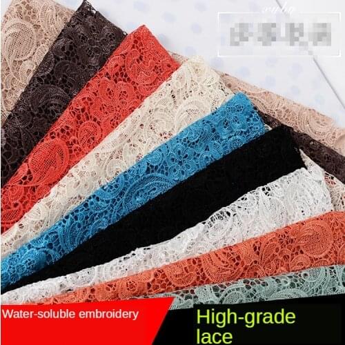 Embroidery High Quality White Lace Fabric Sewing for Wedding Dress Tulle Green Blue Black Pink By The Meter Mesh Brocade Diy