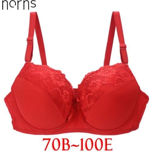 Norns womens sexy underwear set bra lace plus size Bras Bra cups push up red lingerie 34 36 38 40 42 44 46 brassiere