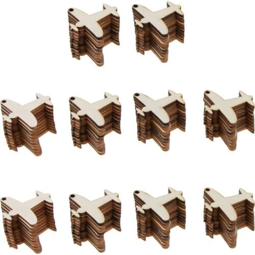 100pcs Blank Airplane Wooden Chips Hanging Gift Tags Label DIY Art Craft Project
