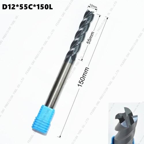 12mm*12mm*150mm,Freeshipping,CNC solid carbide end mill,TiAlN coated end milling cutter,HRC 50 Degrees,4 Flutes milling cutter