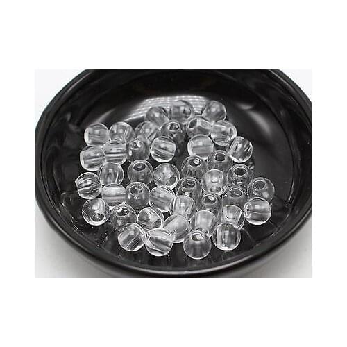 200 Clear Transparent Acrylic Round Pony Beads 8X7mm Kids Craft Kandi Bracelet