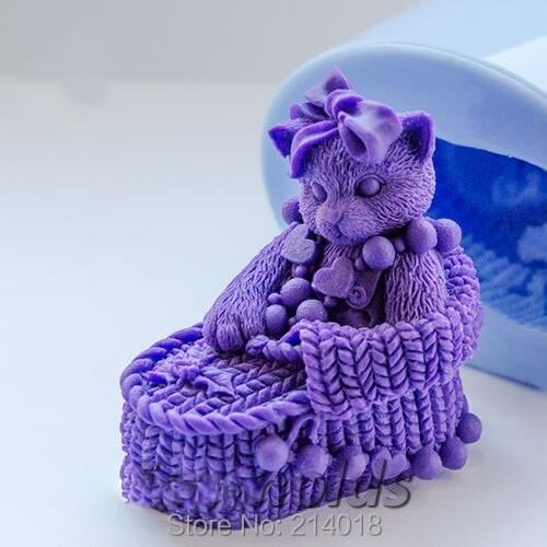 Kitten 3d Mold Soap Mold Silicone Molds Candle Mold Cute Hotsale Lovely Moulds Cat Silicon Rubber for Cake Decorations PRZY 001