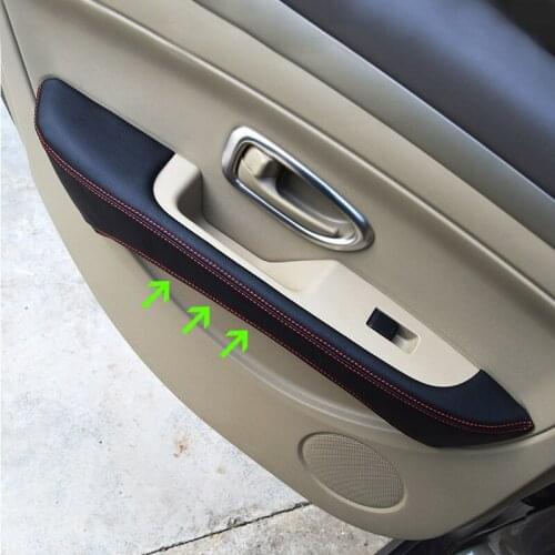 4PCS Car Styling Interior Microfiber Leather Door Armrest Panel Cover Trim For Nissan Slyphy Sentra 2006 2007 2008 2009 - 2011