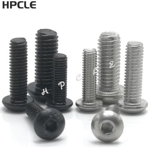 5-50pcs ISO7380 M2 M2.5 M3 M4 M5 M6 M8 304 A2-70 Stainless Steel or Black 10.9 grade Hexagon Socket Head Button Allen Bolt Screw