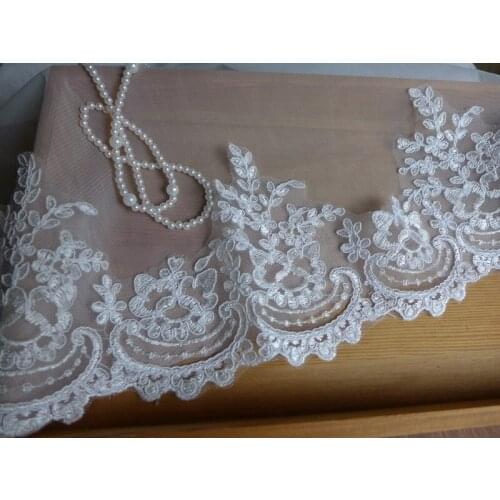 5 Yards Hot Sale Alencon Lace Trim With Cord In Ivory+Silver Thread For Bridal ,Garters,Sash,Headbands,Garments