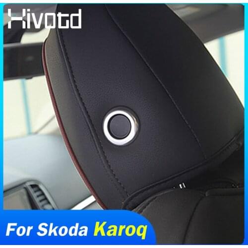 For Skoda Karoq/kodiaq 2018-2020 Interior Accessories Car Headrest Adjustment Button Sticker Stainless Steel Decoration Sticker