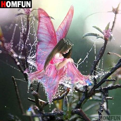 HOMFUN Full Square/Round Drill 5D DIY Diamond Painting "Butterfly fairy" 3D Diamond Embroidery Cross Stitch Home Decor A18738