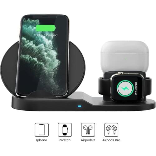 Wireless Charger 3 In 1 Fast QI Wireless Charging Dock Type-C Desktop Charger with Cooling Fan for iPhone Apple Watch Earphone