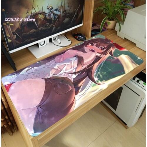 Anime Game Genshin Impact Amber Large Mouse Pad Gaming Computer Desk Keyboard Mat Anti-Slip Playmat Mousepad Cosplay Xmas Gift