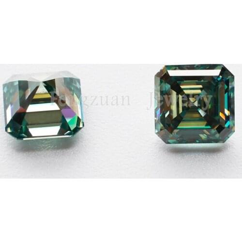 Big size10x10mm 5ct Asscher Cut Moissanites Diamonds Blue Green D VVS GRA Moissanites Loose stones Synthetic Gems for Ring