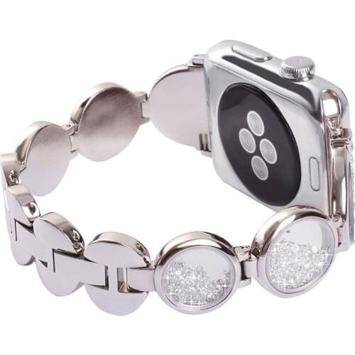 Luxury Gem Sand Bracelet Stainless Steel Band for Apple Watch 3 2 1 42mm 38mm Diamond Strap for iwatch Series 4 5 6 SE 40mm 44mm