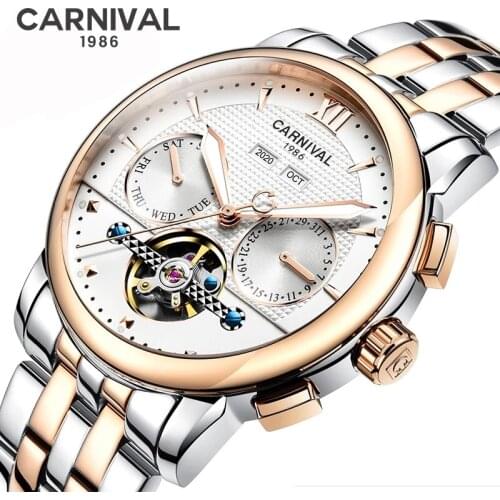 Relogio Masculino Carnival Brand Military Watch Men Fashion Luxury Waterproof Luminous Tourbillon Automatic Mechanical Watches