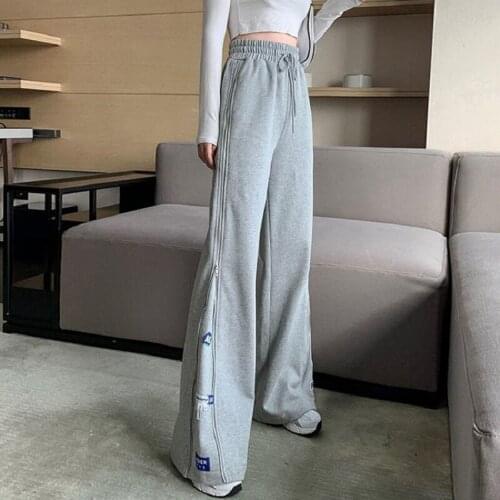 Black high-waisted pants Korean Style Wide Leg Pants Harajuku Trousers Women Streetwear Autumn Streetwear Sweatpants Women