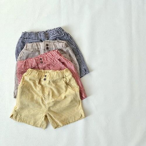 Kids Shorts 2021 Summer New Baby Boys Casual Cotton Short Pants Cotton Loose Plaid Soft Shorts for Boy 2-7 Y Children Clothing