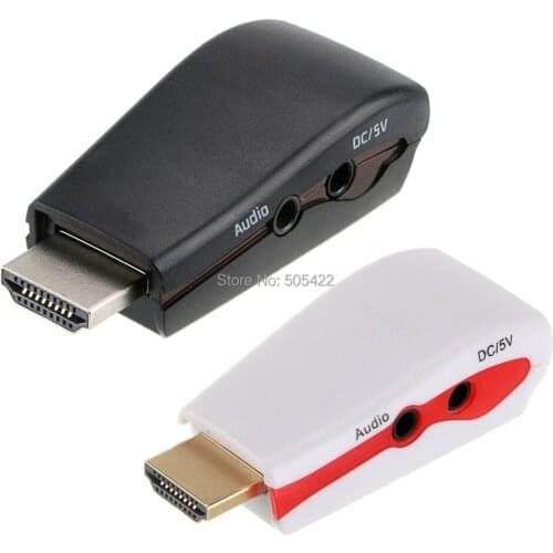 DHL Shipping 1080P HDMI Male to VGA Female Video Converter Adapter +USB Power Audio Cable
