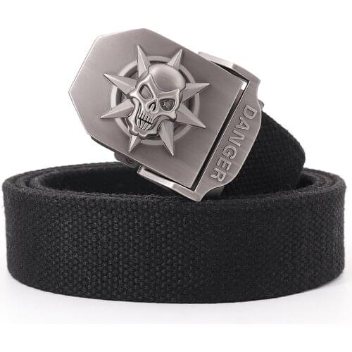 Men&Women luxury Skull Metal buckle jeans belt Tactical Training Belt High Quality Canvas Belt Ladies Fashion Casual Skull Belt