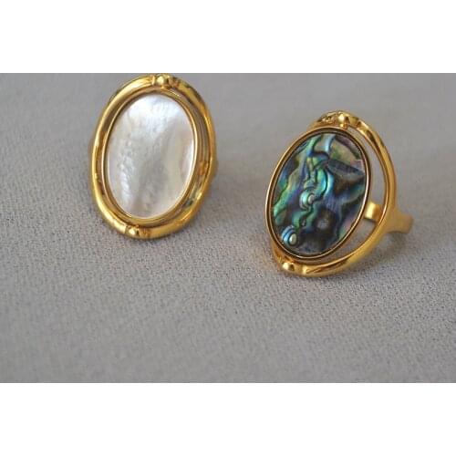 European and American double-sided can rotate shell mother Bebauer fashionable modern personality ring index finger ring