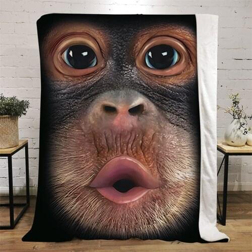 Animal Monkey Face Flannel Blanket 3D Print Christmas Gift for Girl Boy Teen Kids Adults Quilts Home Decor Fashion Party Blanket