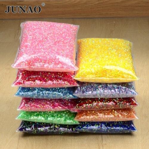 JUNAO Wholesale 2mm 3mm 4mm 5mm 6mm Transparent Citrine AB Crystal Rhinestones Flatback Jelly Resin Strass Glue On Decoration