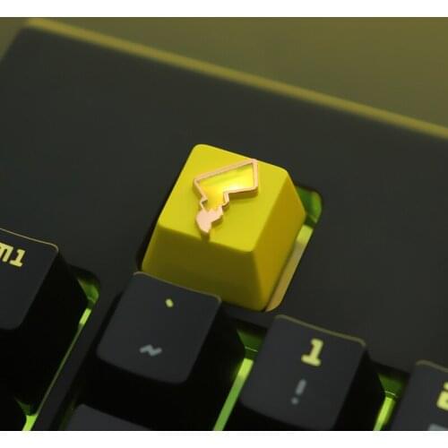 For Cherry Mx Switch Mechanical Gaming Keyboard Aluminum Alloy Backlight Keycaps Yellow Caps Pokemon Pikachu Tail Design Keycaps