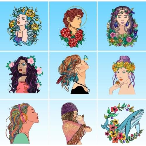 Cute Pretty Retro Beauty Flower Pattern On Clothes Applique Decor Cap Bright Badge Accessory Patch Stickers Printed Decoration