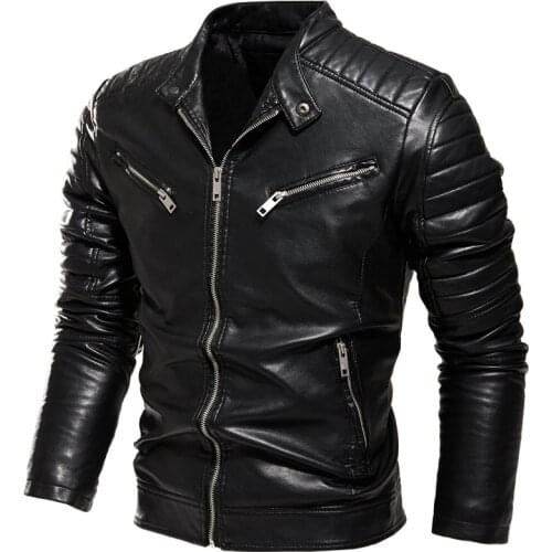2021 spring and autumn brand mens jacket Korean casual mens stand collar slim fitting motorcycle leather jacket Pu coat