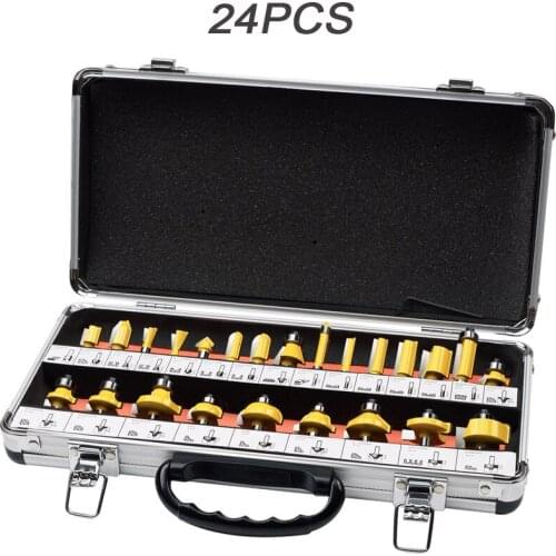 24Pcs Woodworking Milling Cutters Set Carbide Router Bit For Wood Cutter Engraving Cutting Tools