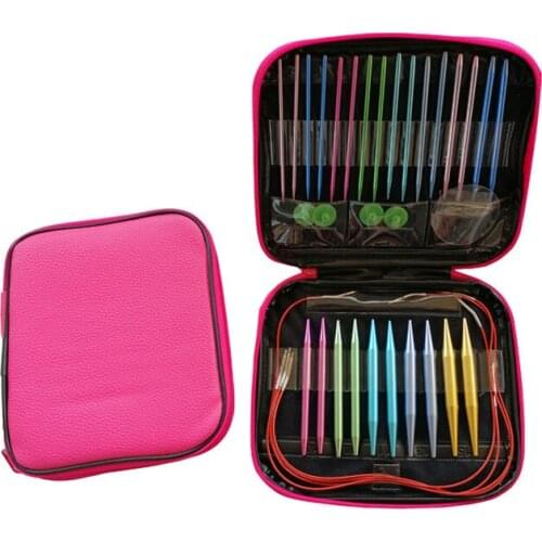 13 Pairs 2.75-10mmCircular Knitting Needles Set Carbonized Bamboo Interchangeable Circular Weaving Tools Yarn Needle