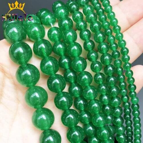 Natural Stone Dark Green Jades Chalcedony Beads Loose Spacer Beads For Jewelry Making DIY Bracelets Necklace 15'' 4/6/8/10/12mm