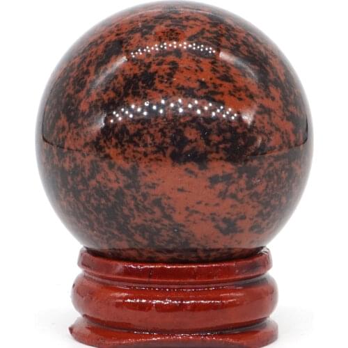 Natural Red Mahogany Obsidian Ball Mineral Quartz Sphere Hand Massage Crystal Ball Healing Feng Shui Home Decor Accessory 40mm