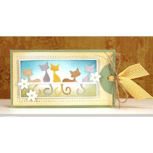 Leisurely Cats Overlooking the Distance Metal Cutting Dies New 2019 Stencils for DIY Scrapbooking DIY Paper Cards Craft Making