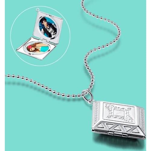 New Womens 925 Sterling Silver Diamond Photo Box Pendant Necklace Creative Memorial Jewelry Gift Free Custom Photos Birthday