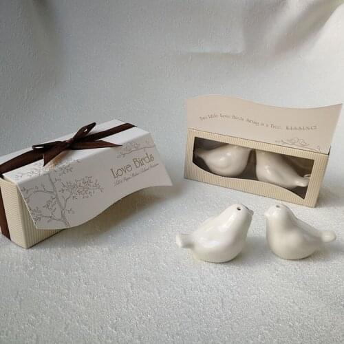 Wholesale Small Festive Supplies 240pcs/lot=120sets/lot Ceramic Love Birds Salt and Pepper Shakers Wedding Favors and Gifts