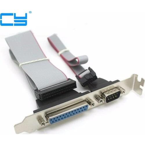Serial DB9 Pin COM with Parallel DB25 Pin LPT Cable With PCI Slot Header Bracket