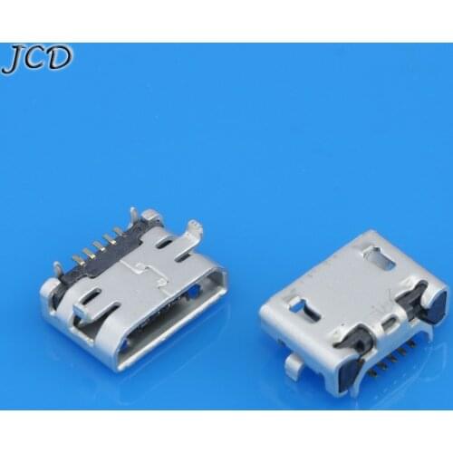 JCD 10pcs/lot Micro USB Connector Jack Female Type 5Pin SMT for phones Tail Charging socket PCB Board Flat mouth
