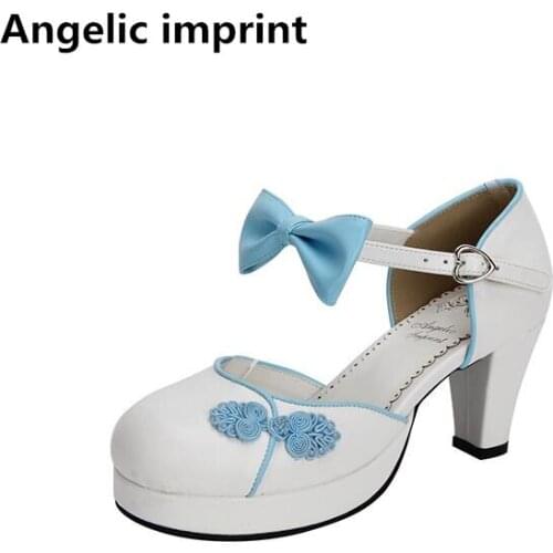 Angelic imprint handmade woman mori girl lolita shoes china Classical style high heels pumps women princess dress shoes 33-47