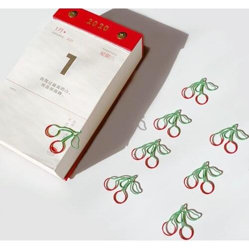 TUTU 25pcs/box Kawaii Cherry Metal Paper Clip Decorative Bookmark Binder Clips School Office Stationery H0502