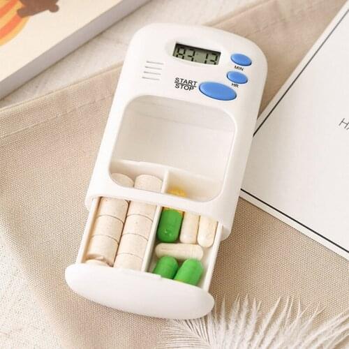 Smart Countdown Timer Reminder Closed Tablet Case Compartment Electronic Medicine Box Container Storage Box