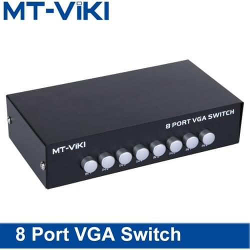 MT-VIKI 8 Port VGA Switch without USB 8 Input 1 Output VGA Video Selector 8 Computers Share One Monitor Maituo MT-15-8H
