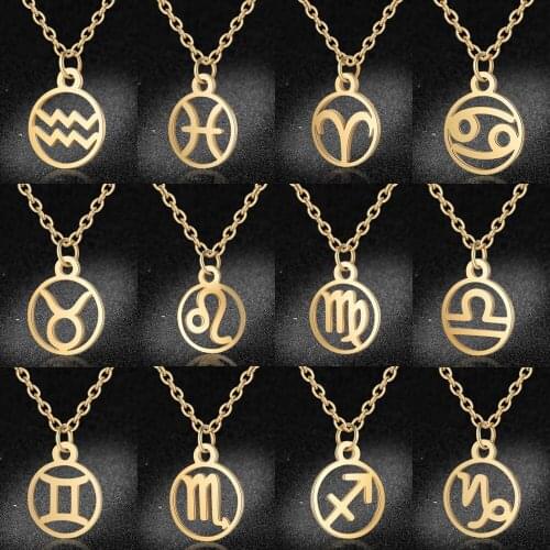 Vni and Mia 100% Stainless Steel Zodiac Charm Necklace For Women Wholesale Fashion Never Tarnish Jewelry Dropshipping