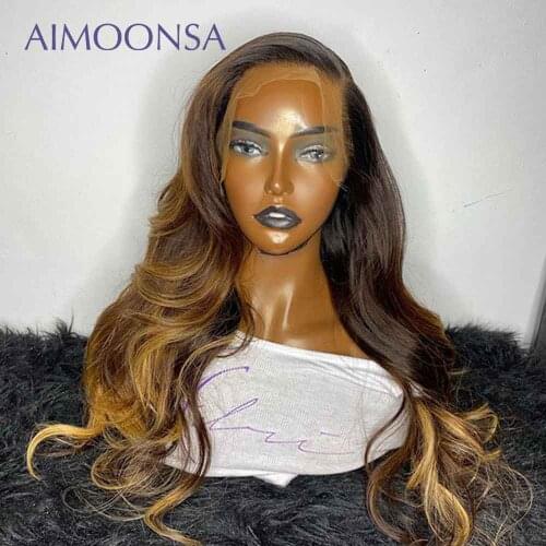 Highlight Lace Front Human Hair Wigs Blonde Highlighted Wigs Body Wave 13x4 Lace Frontal Wig Human Hair Pre Plucked 150% Remy