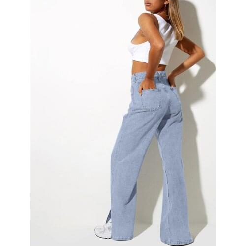 Woman Jeans High Waist Clothes Wide Leg Denim Clothing Blue Streetwear Vintage Quality 2021 Fashion Harajuku Straight Pants