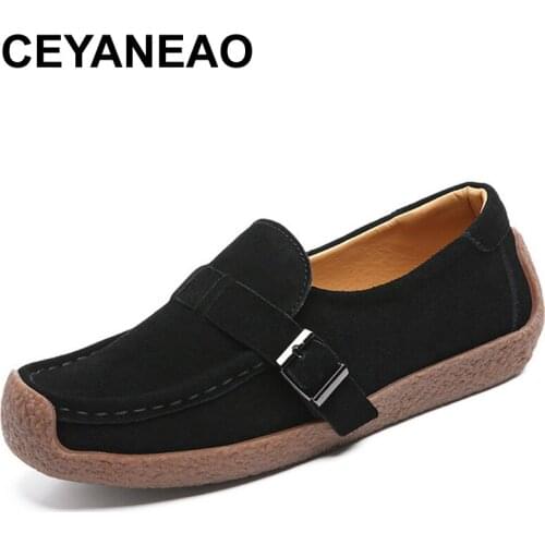 CEYANEAOSpring Women Flats Shoes Woman Platform Slip on Flats Sneakers Women Suede Ladies Tenis Loafers Moccasins Casual Shoes