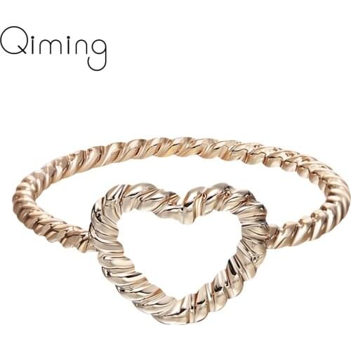 Twisted Rope Love Heart Ring Cheap Engagement Gold fashion Korean Ring Women Fashion Wedding Jewelry Valentines Day Gift